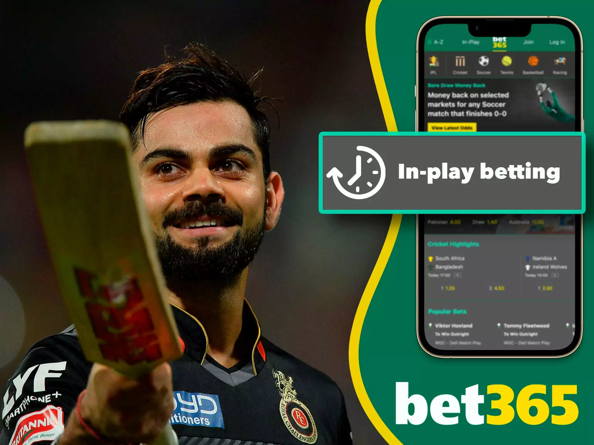 Bet365 app live betting allows to bet you during the game.