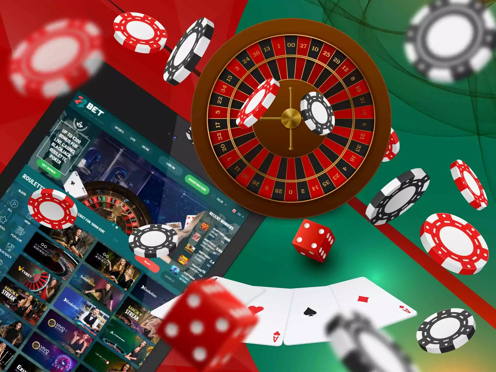 Play classical casino games such roulette at 22Bet.