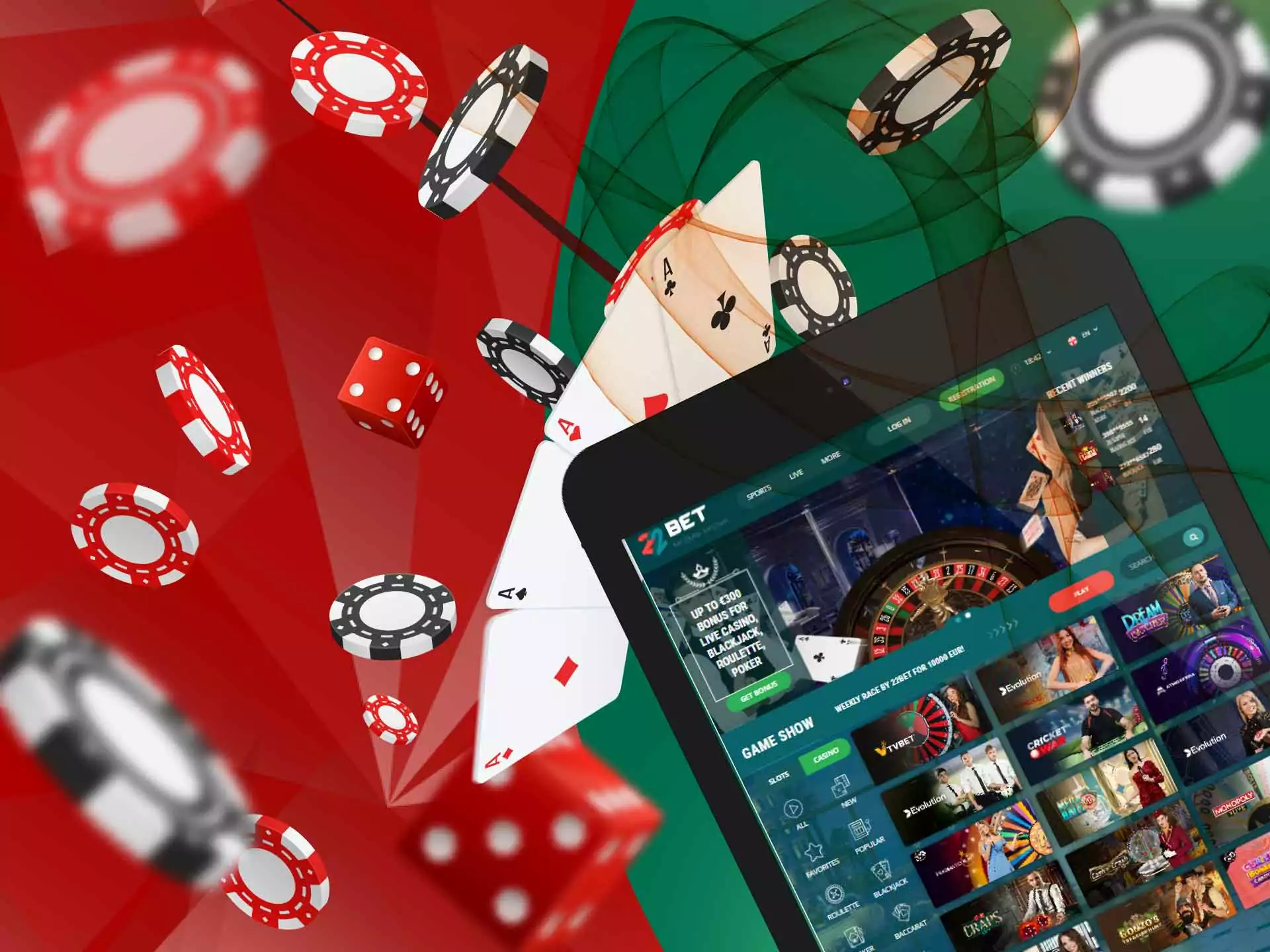 You can also play TV games in the 22Bet onliine casino.