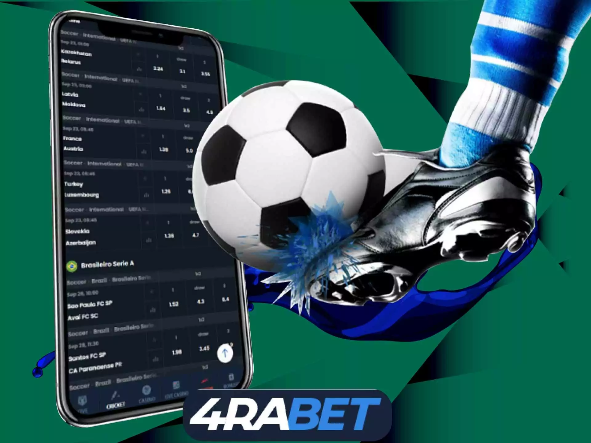 Place a bet on the winner of the match in the 4rabet app.