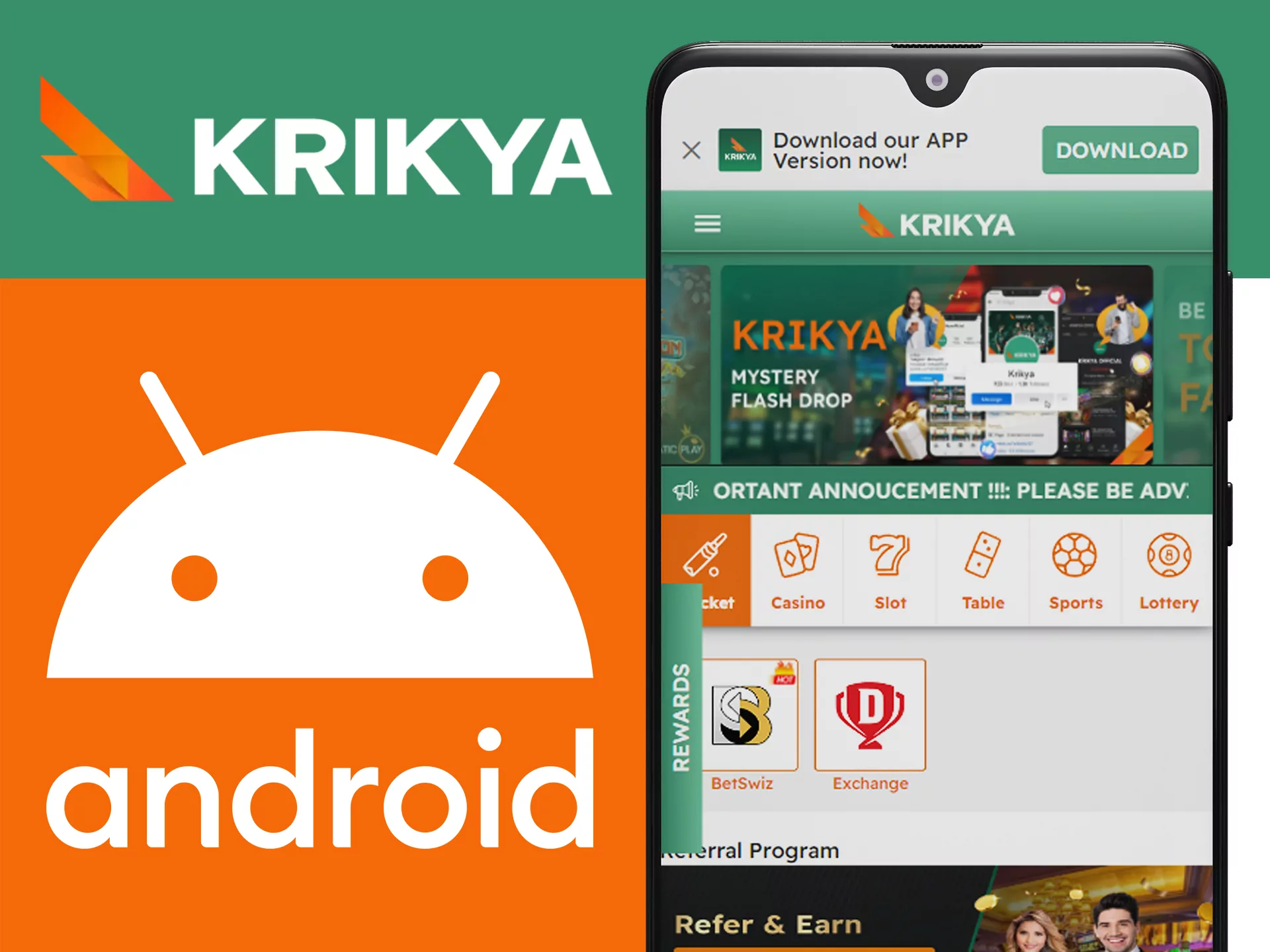 আপনার সমস্ত Android ডিভাইসে Krikya অ্যাপটি ইনস্টল করুন।